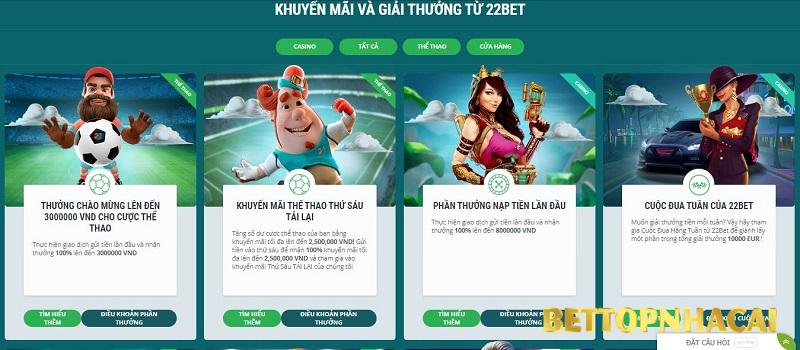 Khuyến mãi nhà cái 22Bet hôm nay có gì