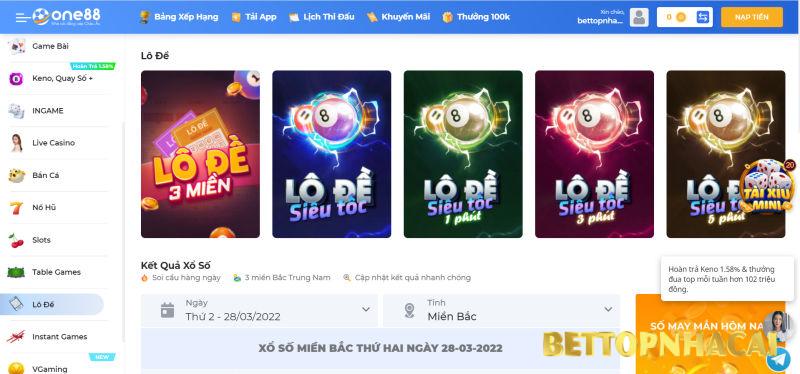 Lô đề online tại nhà cái One88 gồm những trò gì?