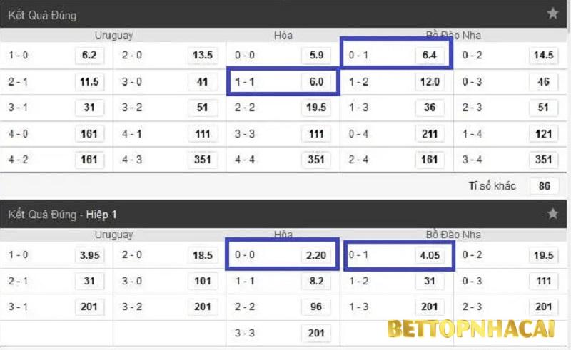 Tỉ lệ kèo trận bóng đá Bồ Đào Nha vs Uruguay